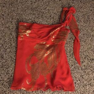 One shoulder silk blouse